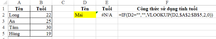 cách ẩn #n/a trong Excel 2